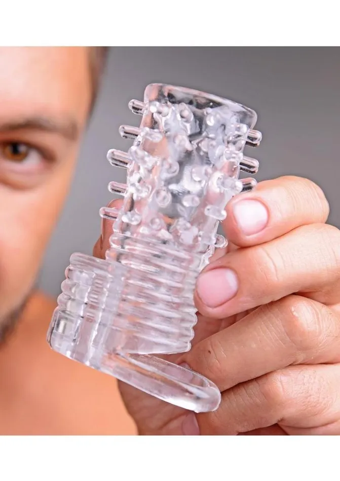 Male Sex Toys Size Matters Clear Sensations Vibrating Textured Erection Sleeve Size Matters
