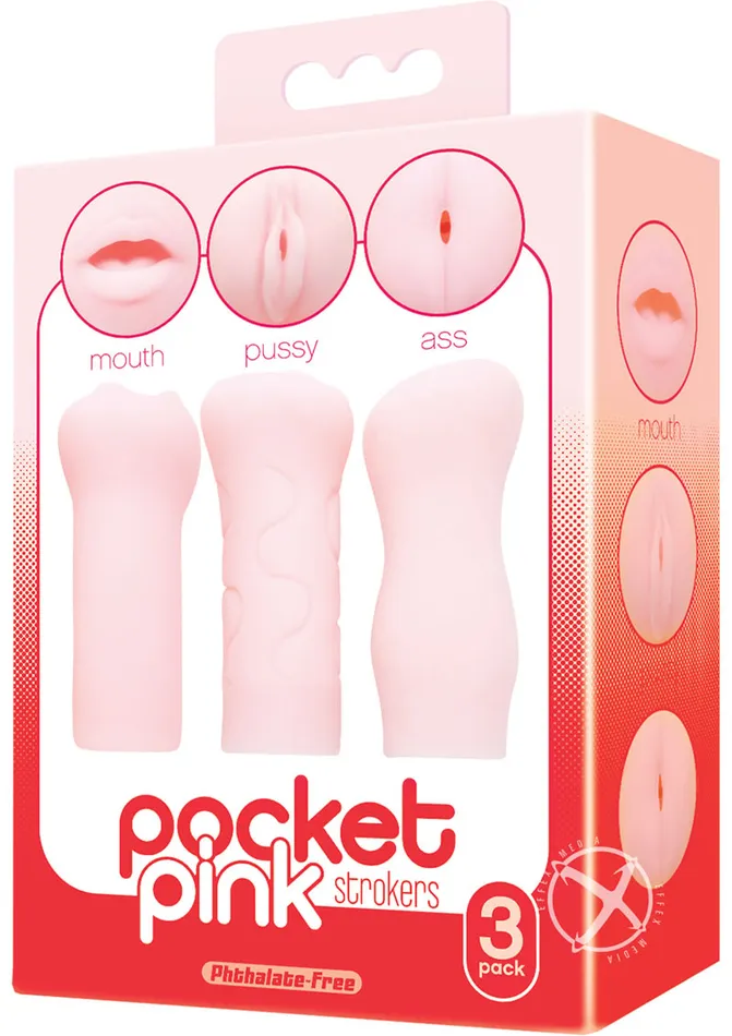 Male Sex Toys THE 9S The 9s Pocket Pink Mini Masturbator Trio