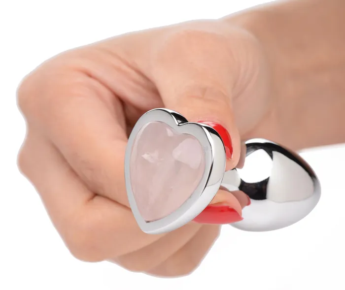 Male Sex Toys XR Brands Booty Sparks Rose Quartz Heart Anal Plug Medium