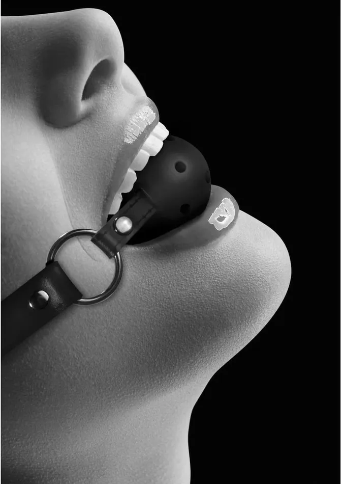 Ouch Breathable Ball Gag with Bonded Leather Straps Ouch Couples