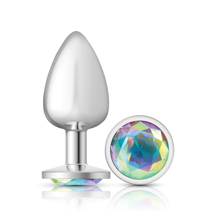 Anal Viben Cheeky CharmsSilver Metal Butt Plug RoundClearLarge