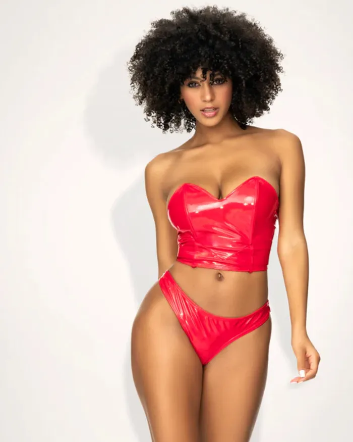 Couples MAPALE Vinyl Two Piece Set W Detachable Skirt Couples MAPALE Vinyl Two Piece Set W Detachable Skirt