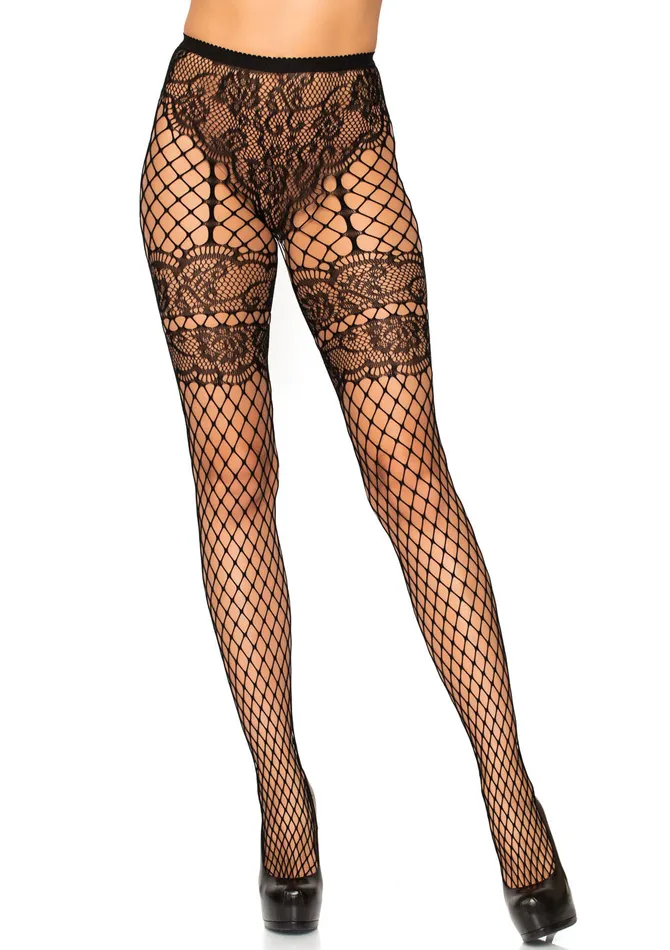Teddies And Bodies Leg Avenue Lace French Cut Faux Garter Net Tights One Size Black Teddies And Bodies Leg Avenue Lace French Cut Faux Garter Net Tights One Size Black