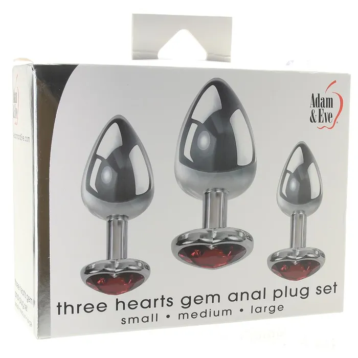 Three Hearts Aluminum Anal Plug Set Pink Cherry Anal