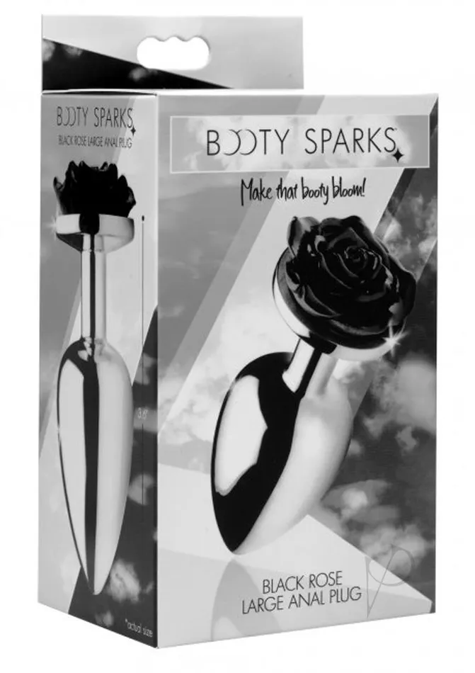 Anal Booty Sparks Rose Butt Plug Large Black Booty Sparks