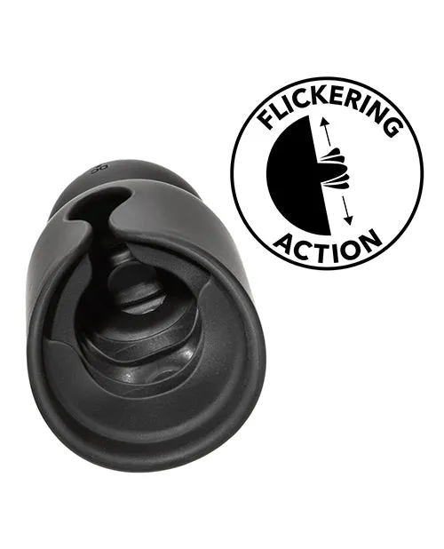 Anal Boundless Flickering Rechargeable Silicone Stroker Black Boundless