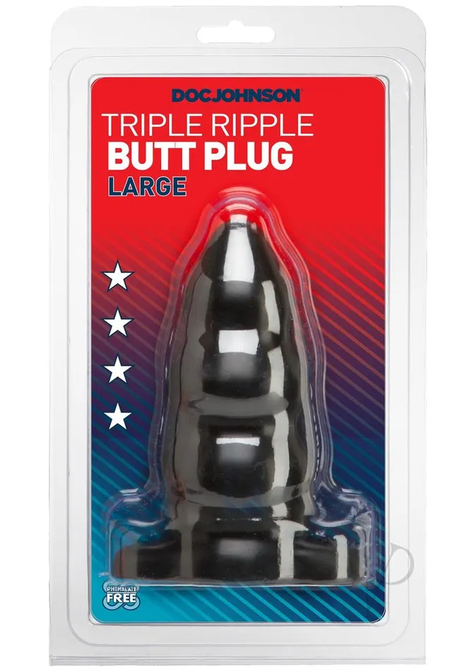 Anal Doc Johnson Triple Ripple Butt Plug Large Black