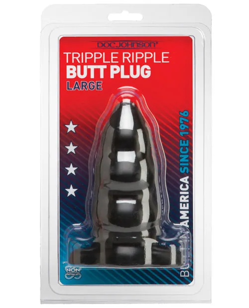 Anal Doc Johnson Triple Ripple Butt Plug Large Black Anal Doc Johnson Triple Ripple Butt Plug Large Black