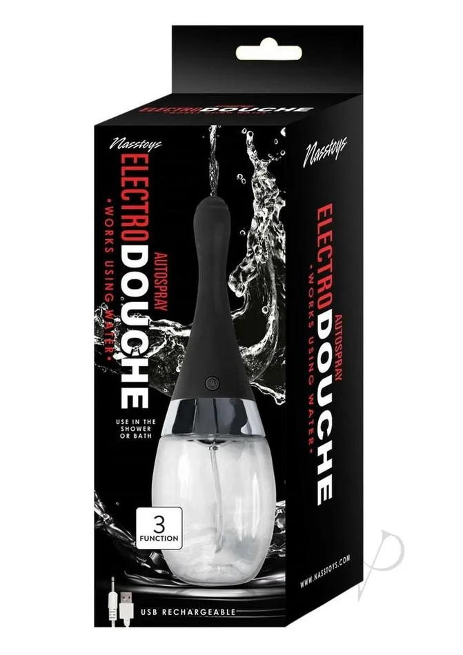 Anal Electro Douche Rechargeable Silicone Black Nasstoys
