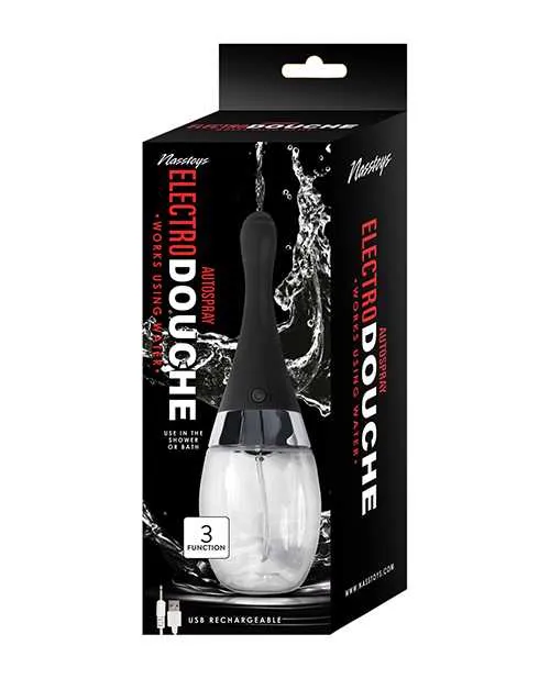 Anal Electro Douche Rechargeable Silicone Black Nasstoys