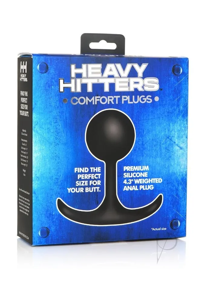 Anal Heavy Hitters Comfort Plugs Premium Silicone Weighted Round 44in Black Heavy Hitters