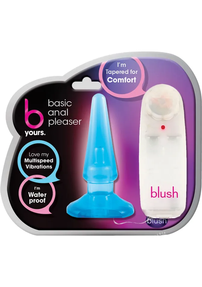 B Yours Basic Vibrating Butt Plug with Wired Remote Control Blue B Yours Anal
