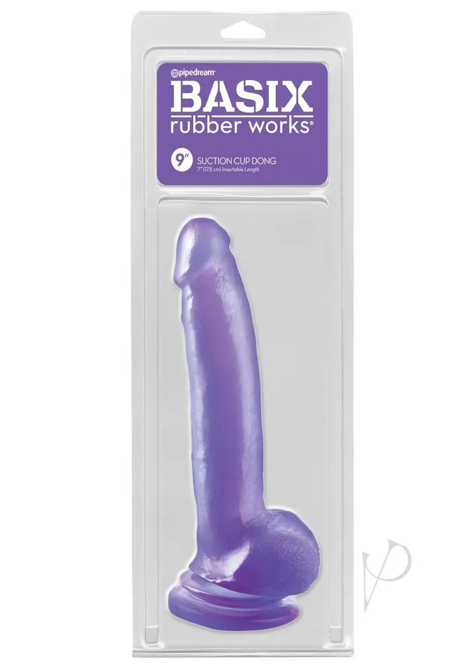 Basix Rubber Works Suction Cup Dong 9in Purple Basix Rubber Works Dildos