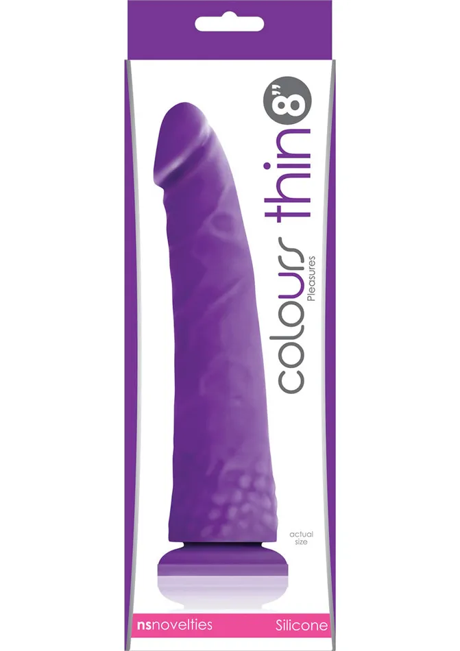 Colours Dildos Colours Pleasures Silicone Thin Dildo 8in Purple