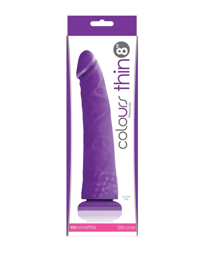 Colours Dildos Colours Pleasures Silicone Thin Dildo 8in Purple Colours Dildos Colours Pleasures Silicone Thin Dildo 8in Purple