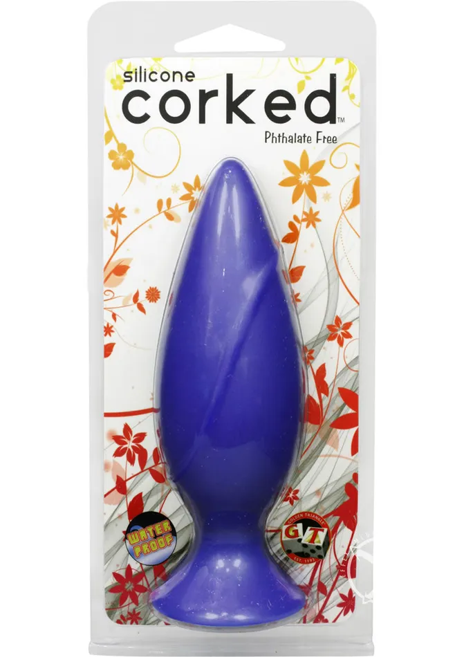 Corked Silicone Anal Plug Medium Blue Corked Male Sex Toys