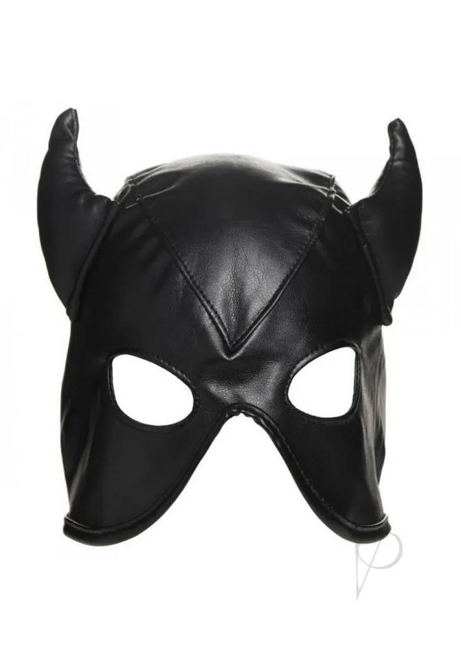 Couples Master Series Master Series Dungeon Demon Bondage Hood with Horns Black