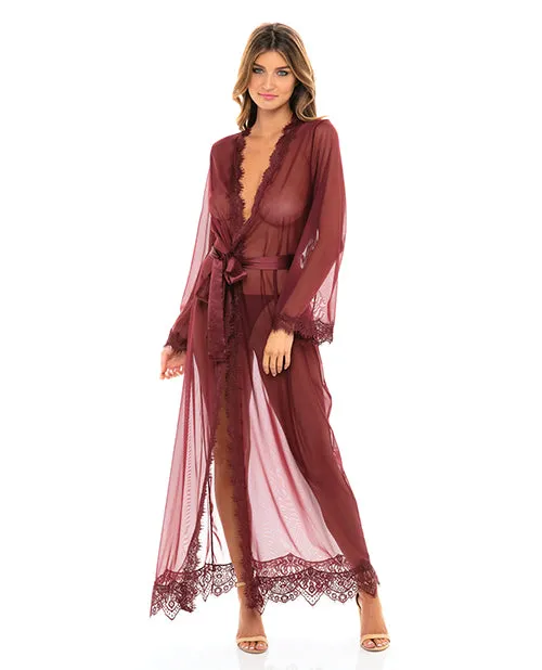 Couples Rsvp By Oh La La Cheri Provence Eyelash Lace Floor Length Robe Zinfandel SM Couples Rsvp By Oh La La Cheri Provence Eyelash Lace Floor Length Robe Zinfandel SM