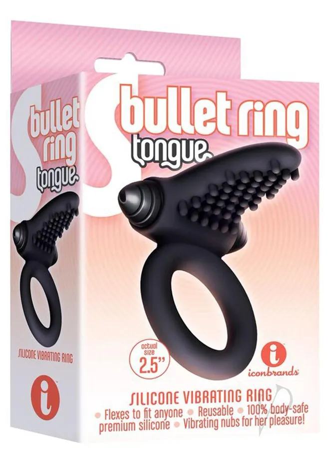 Couples The 9s The 9s SBullet Ring Tongue Silicone Vibrating Cock Ring Black Couples The 9s The 9s SBullet Ring Tongue Silicone Vibrating Cock Ring Black