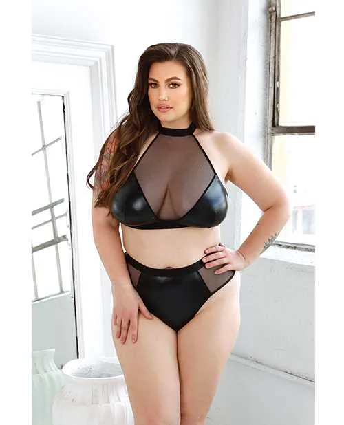 Curve Rebel Wetlook Halter Top wRemovable Chain Panty Black 3X4X Curve By Fantasy Lingerie Vibrators Curve Rebel Wetlook Halter Top wRemovable Chain Panty Black 3X4X Curve By Fantasy Lingerie Vibrators