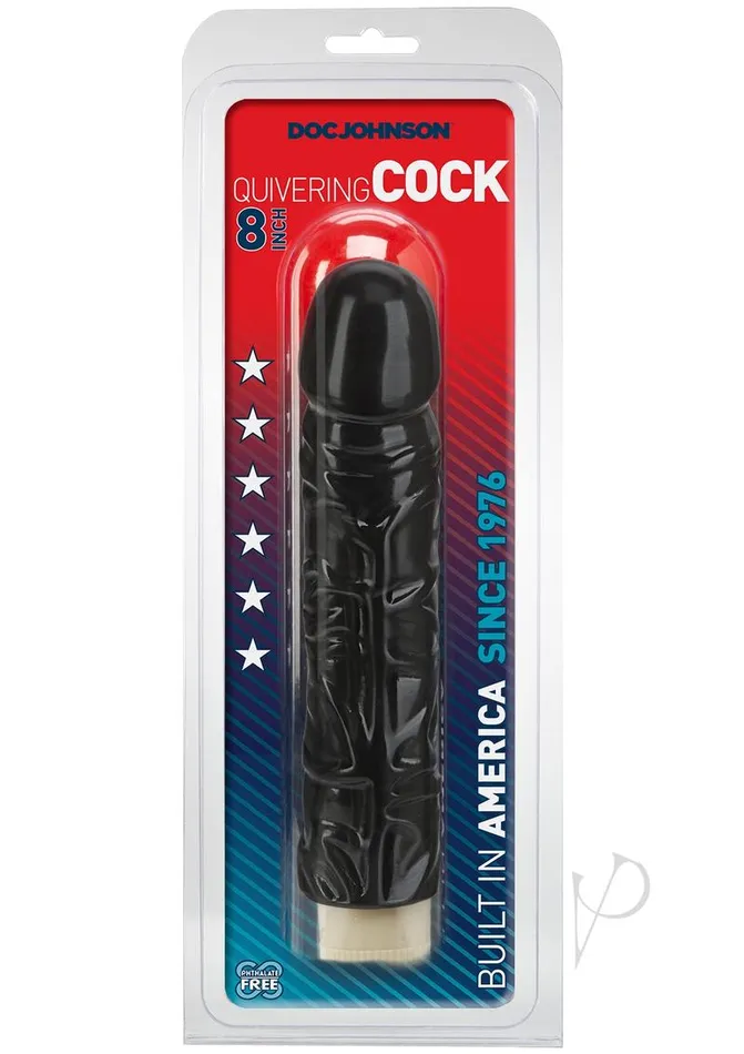 Dildos Doc Johnson Quivering Cock Vibrating Dildo 8in Black