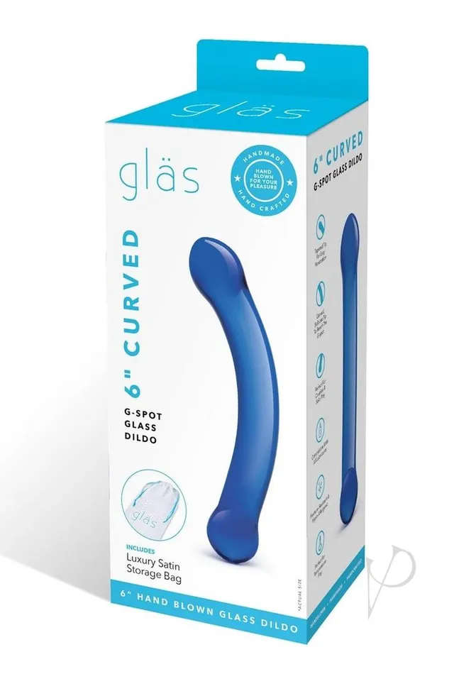 Dildos Glas Glas Curved GSpot Glass Dildo 6in Blue