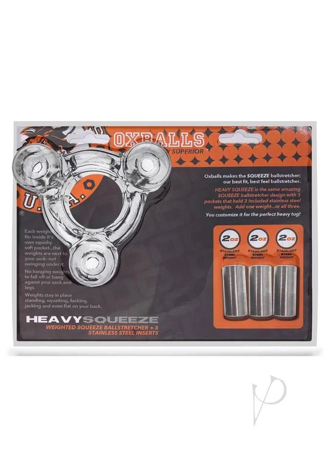 Dildos Oxballs Oxballs Heavy Squeeze Ballstretcher with Stainless Steel Weights Clear Dildos Oxballs Oxballs Heavy Squeeze Ballstretcher with Stainless Steel Weights Clear