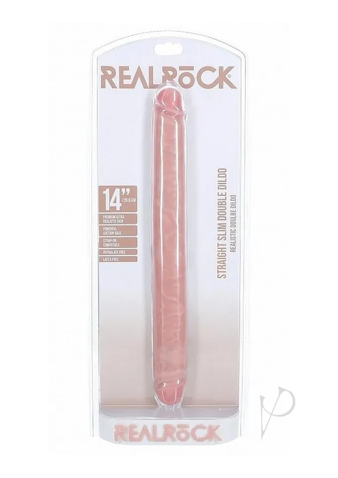 Dildos Real Rock RealRock Realistic Skin Slim Double Ended Dong 14in Vanilla Dildos Real Rock RealRock Realistic Skin Slim Double Ended Dong 14in Vanilla