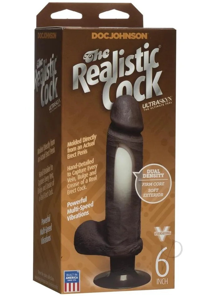 Dildos The Realistic Cock The Realistic Cock Ultraskyn Vibrating Dildo 6in Black