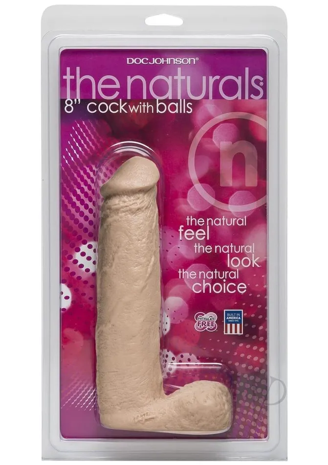 Doc Johnson The Naturals Dildo with Balls 8in Vanilla Dildos