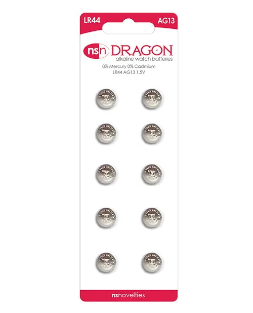 Dragon Alkaline Watch Batteries LR44AG13 15 Volt 10 Per Pack Dragon Batteries Male Sex Toys