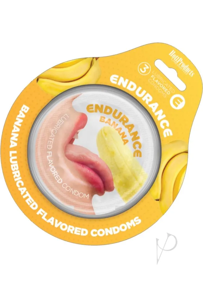 Enhancers Endurance Condom Lubricated Flavored Endurance Condoms 3 Per Pack Banana