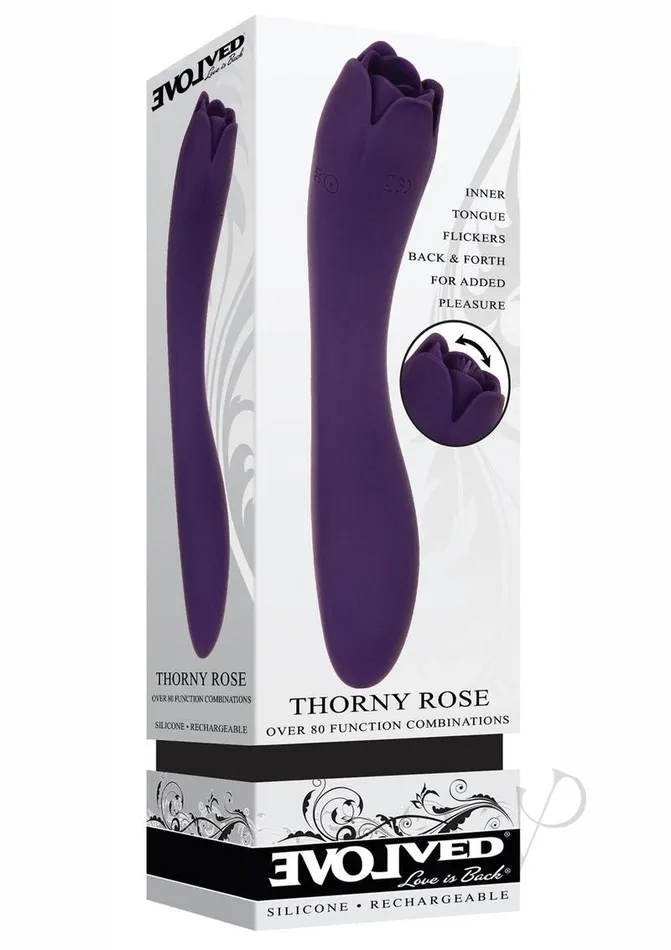 Evolved Thorny Rose Rechargeable Silicone DualEnd Vibrator Purple Vibrators Evolved Thorny Rose Rechargeable Silicone DualEnd Vibrator Purple Vibrators