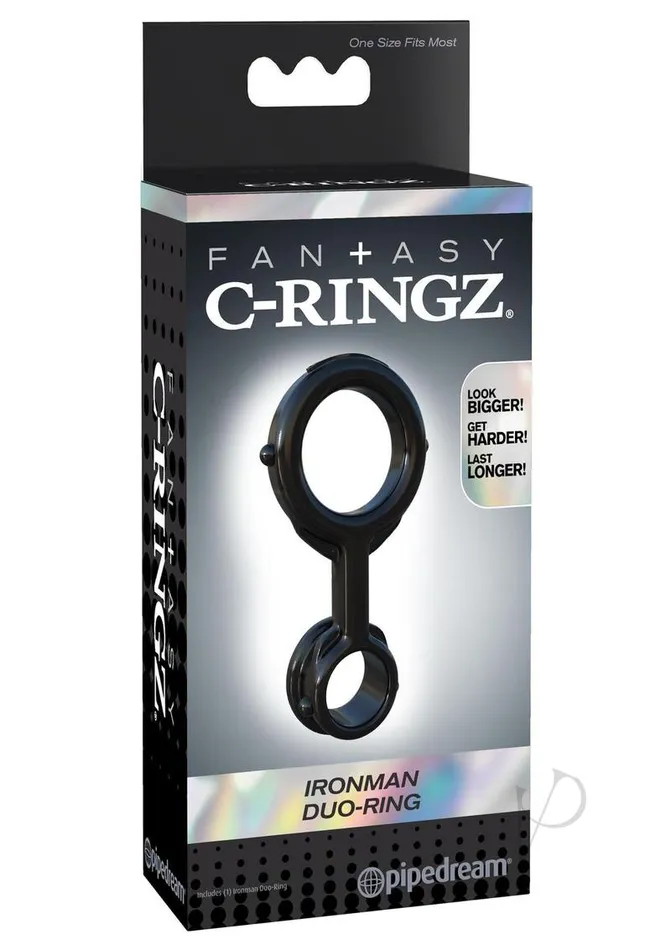 Fantasy CRingz Ironman DuoCock Ring Black Fantasy C Ringz Male Sex Toys