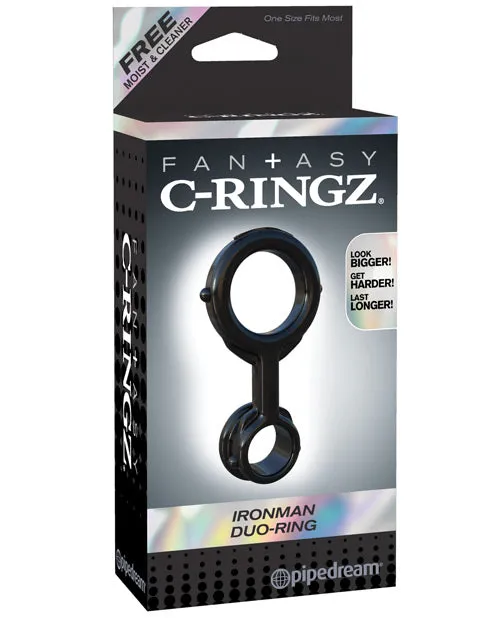 Fantasy CRingz Ironman DuoCock Ring Black Fantasy C Ringz Male Sex Toys