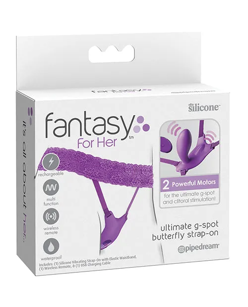 Fantasy For Her Ultimate GSpot Butterfly StrapOn Rechargeable Silicone with Remote Control Purple Fantasy For Her Female Sex Toys