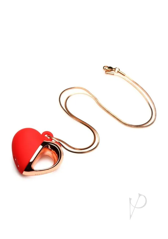 Female Sex Toys Charmed Charmed 10X Vibrating Silicone Heart Necklace Rechargeable Stimulator RedRose Gold