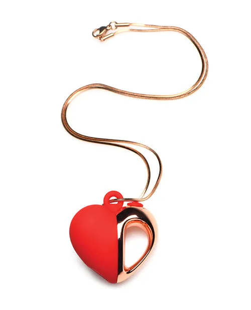 Female Sex Toys Charmed Charmed 10X Vibrating Silicone Heart Necklace Rechargeable Stimulator RedRose Gold