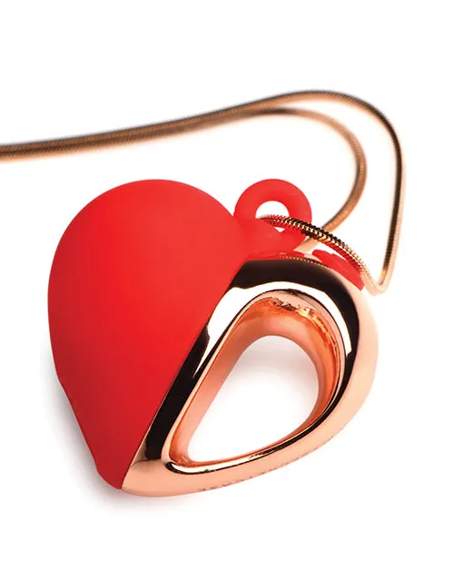 Female Sex Toys Charmed Charmed 10X Vibrating Silicone Heart Necklace Rechargeable Stimulator RedRose Gold