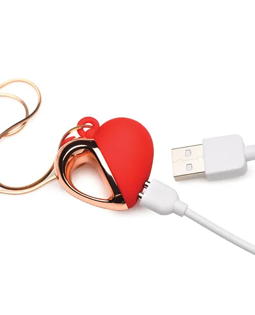 Female Sex Toys Charmed Charmed 10X Vibrating Silicone Heart Necklace Rechargeable Stimulator RedRose Gold