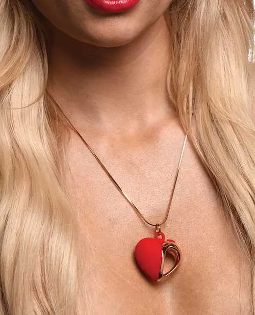 Female Sex Toys Charmed Charmed 10X Vibrating Silicone Heart Necklace Rechargeable Stimulator RedRose Gold