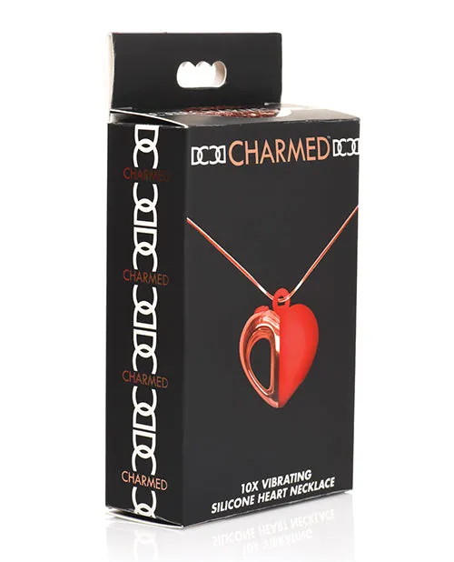 Female Sex Toys Charmed Charmed 10X Vibrating Silicone Heart Necklace Rechargeable Stimulator RedRose Gold