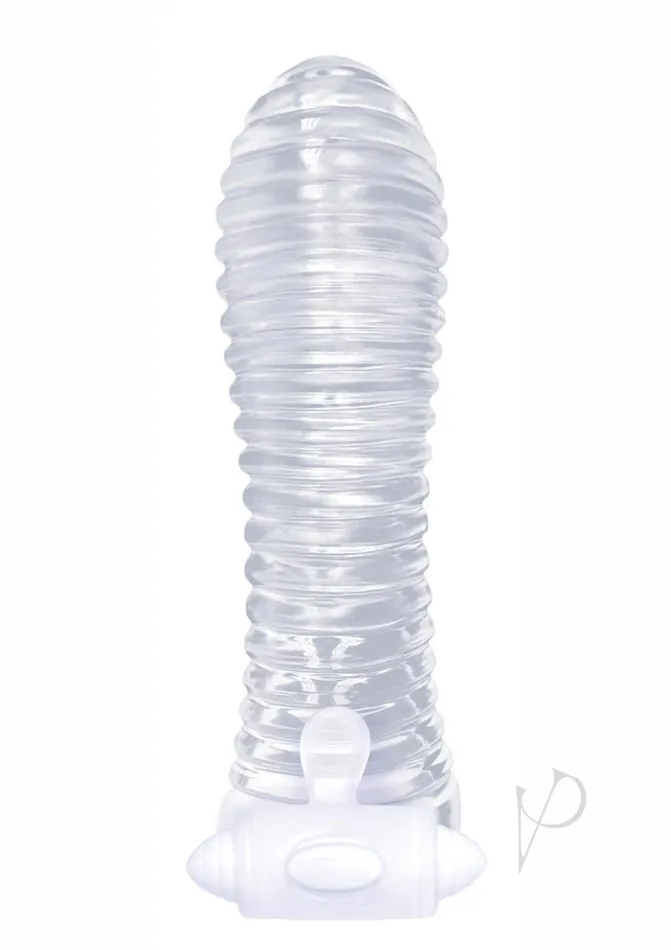Female Sex Toys The 9s The 9s Vibrating Sextenders Ribbed Clear
