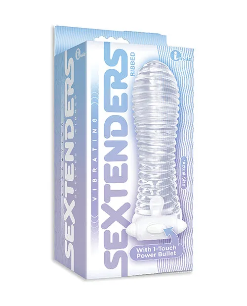 Female Sex Toys The 9s The 9s Vibrating Sextenders Ribbed Clear