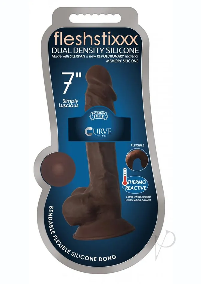 Fleshstixxx Dual Density Silicone Bendable Dong with Balls 7in Chocolate Fleshstixxx Dildos Fleshstixxx Dual Density Silicone Bendable Dong with Balls 7in Chocolate Fleshstixxx Dildos