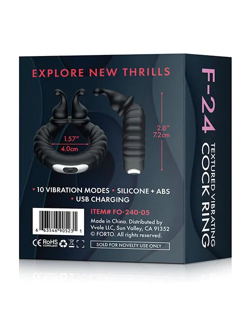 Forto F24 Textured Vibrating Cock Ring Black Forto Male Sex Toys