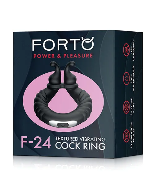 Forto F24 Textured Vibrating Cock Ring Black Forto Male Sex Toys Forto F24 Textured Vibrating Cock Ring Black Forto Male Sex Toys
