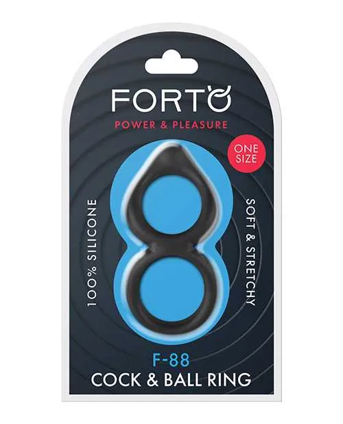 Forto F88 Double Ring Liquid Silicone Cock Ring Black Forto Male Sex Toys