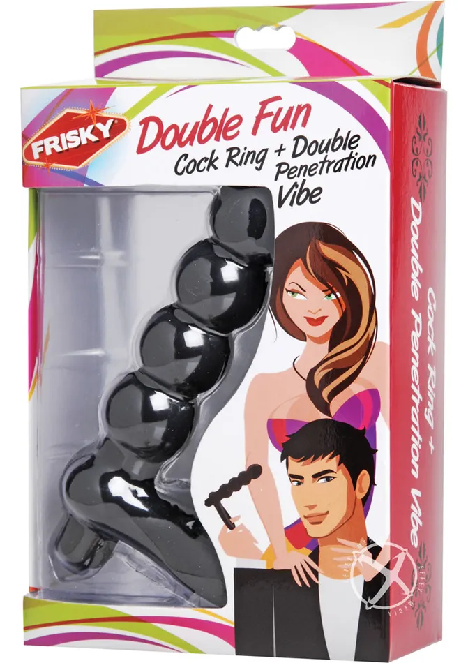 Frisky Couples Frisky Double Fun Cock Ring with Double Penetration Vibrator Black Frisky Couples Frisky Double Fun Cock Ring with Double Penetration Vibrator Black