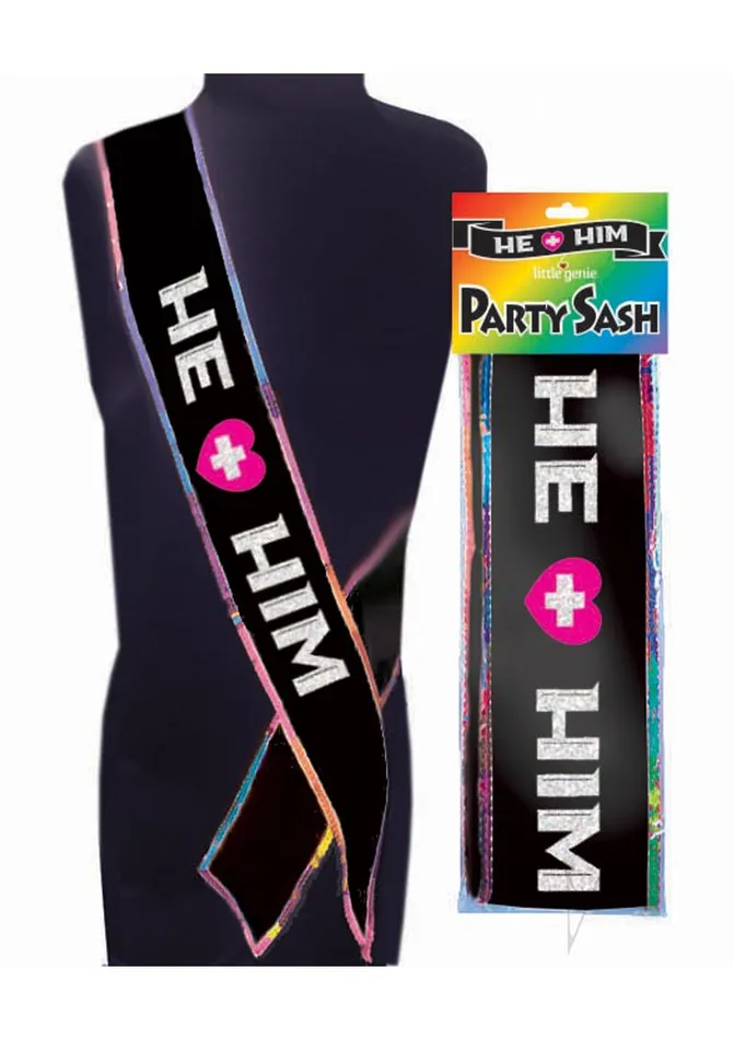 He Him Party Sash BlackWhite Sashes And Wearables Anal